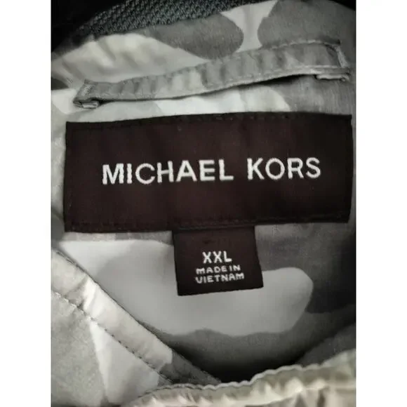 M506) Michael Kors Men's Snap Front Camo Harrington Jacket Size XXL